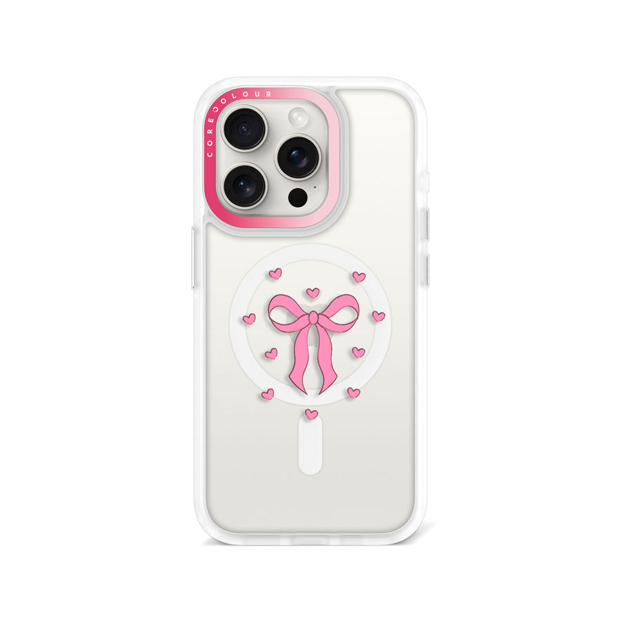 iPhone 15 Pro Pink Ribbon Heart Phone Case MagSafe Compatible - CORECOLOUR
