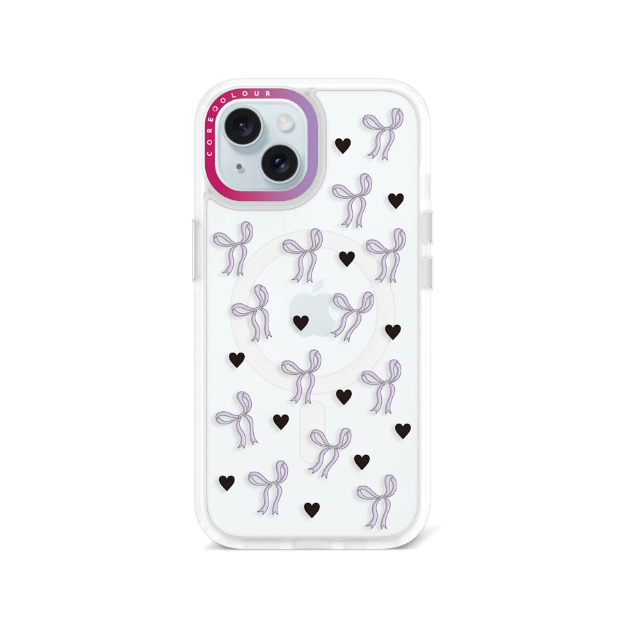 iPhone 15 Purple Ribbon Heart Phone Case MagSafe Compatible - CORECOLOUR