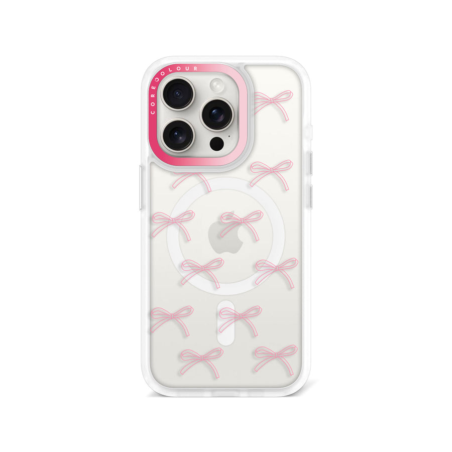 iPhone 15 Pro Pink Ribbon Minimal Line Phone Case MagSafe Compatible - CORECOLOUR