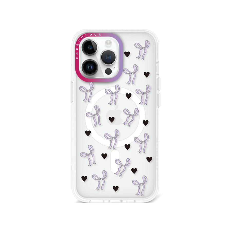 iPhone 13 Pro Purple Ribbon Heart Phone Case MagSafe Compatible - CORECOLOUR