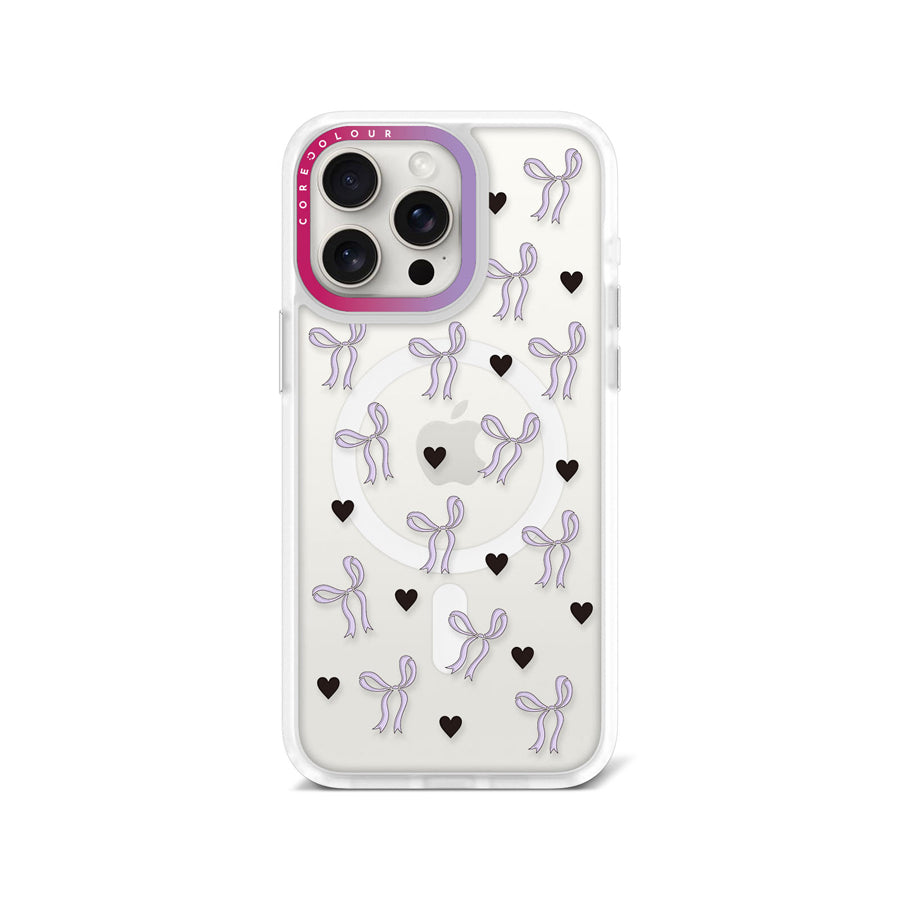 iPhone 15 Pro Max Purple Ribbon Heart Phone Case MagSafe Compatible - CORECOLOUR