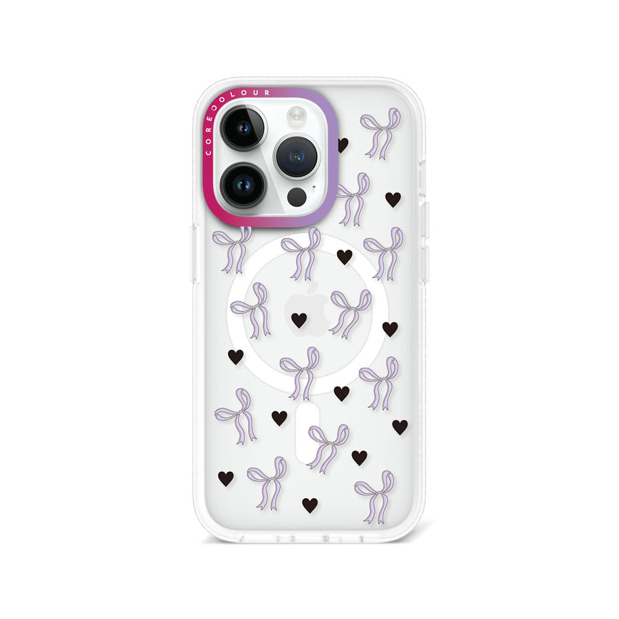 iPhone 14 Pro Purple Ribbon Heart Phone Case MagSafe Compatible - CORECOLOUR