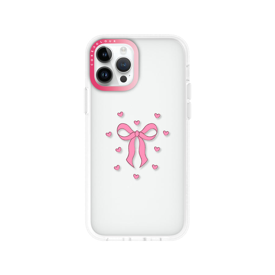 iPhone 12 Pro Pink Ribbon Heart Phone Case - CORECOLOUR
