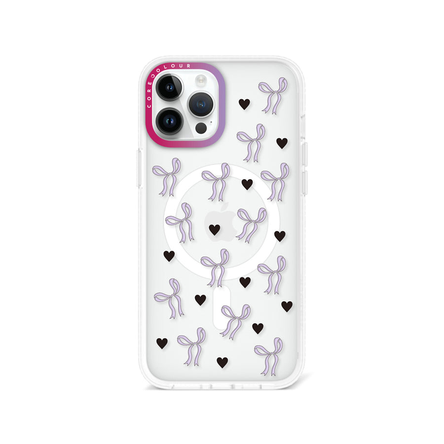 iPhone 12 Pro Max Purple Ribbon Heart Phone Case MagSafe Compatible - CORECOLOUR