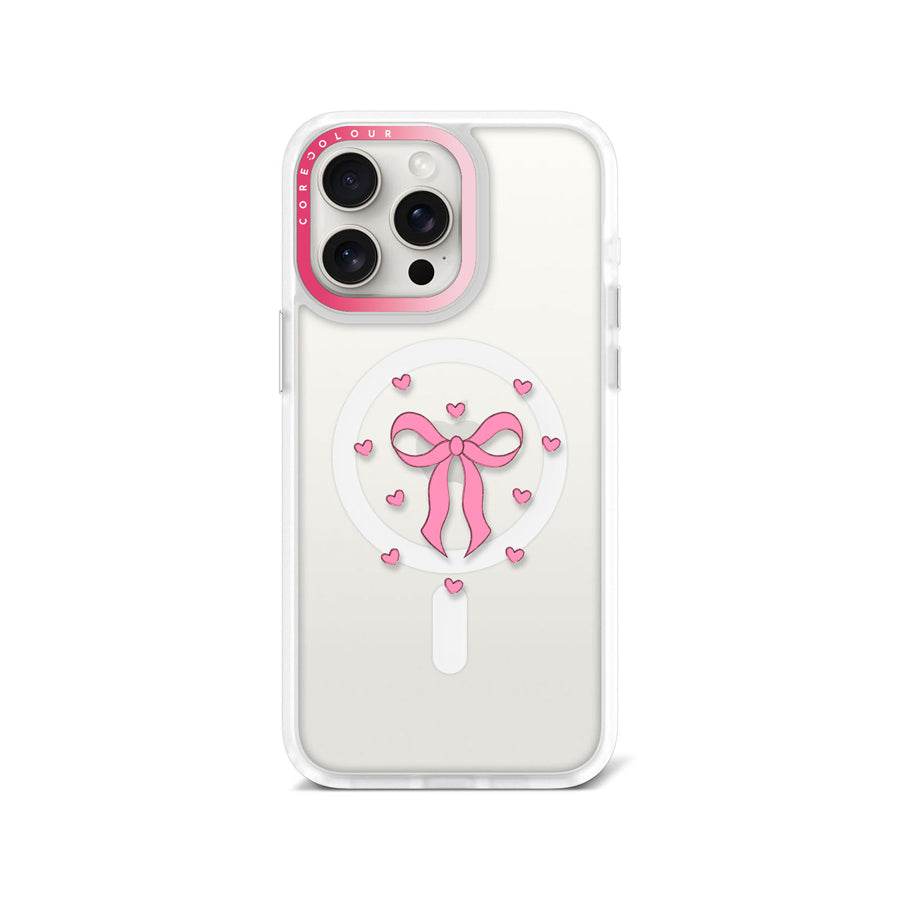 iPhone 15 Pro Max Pink Ribbon Heart Phone Case MagSafe Compatible - CORECOLOUR