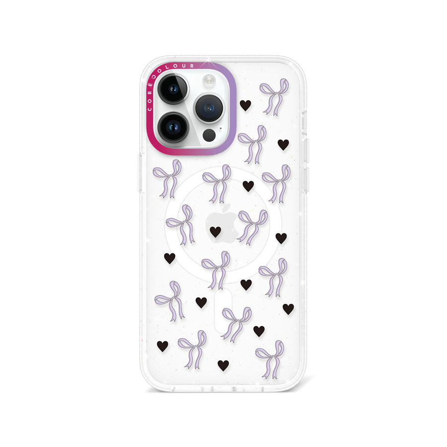 iPhone 14 Pro Max Purple Ribbon Heart Phone Case MagSafe Compatible - CORECOLOUR