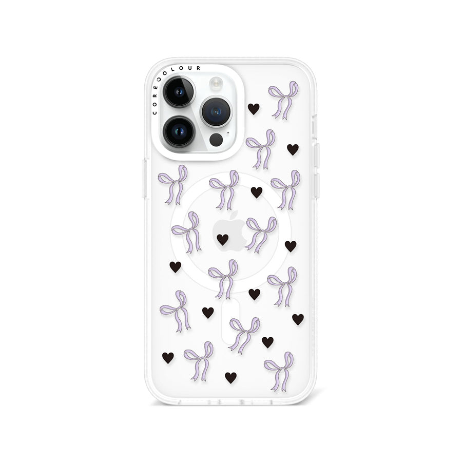 iPhone 14 Pro Max Purple Ribbon Heart Phone Case MagSafe Compatible - CORECOLOUR
