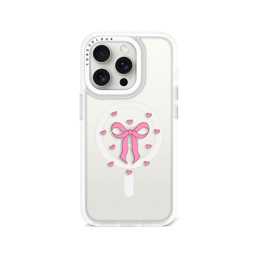 iPhone 15 Pro Pink Ribbon Heart Phone Case MagSafe Compatible - CORECOLOUR