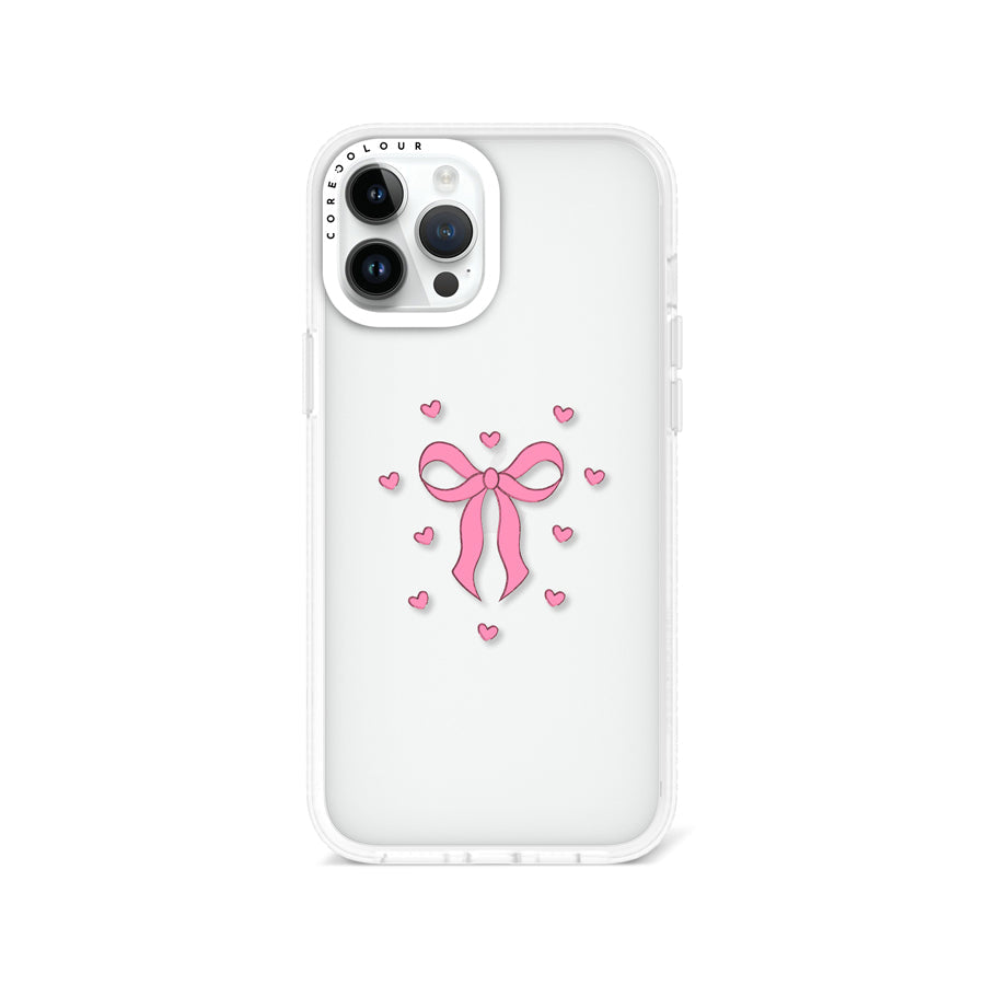 iPhone 12 Pro Max Pink Ribbon Heart Phone Case - CORECOLOUR