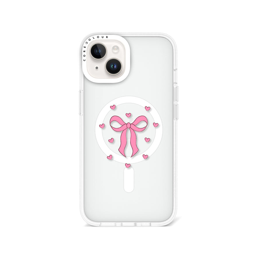 iPhone 15 Pink Ribbon Heart Phone Case MagSafe Compatible - CORECOLOUR