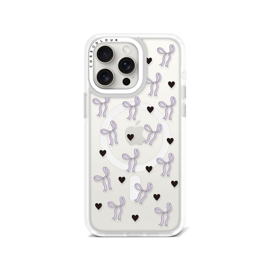 iPhone 15 Pro Max Purple Ribbon Heart Phone Case MagSafe Compatible - CORECOLOUR