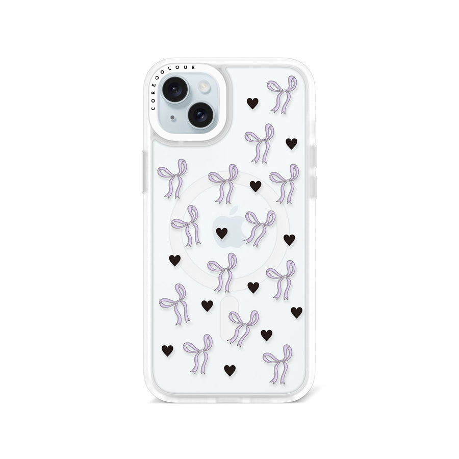 iPhone 15 Plus Purple Ribbon Heart Phone Case MagSafe Compatible - CORECOLOUR