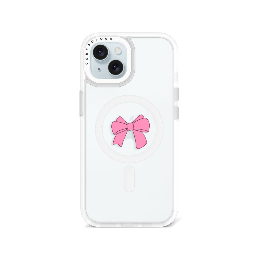 iPhone 15 Pink Ribbon Bow Phone Case MagSafe Compatible - CORECOLOUR