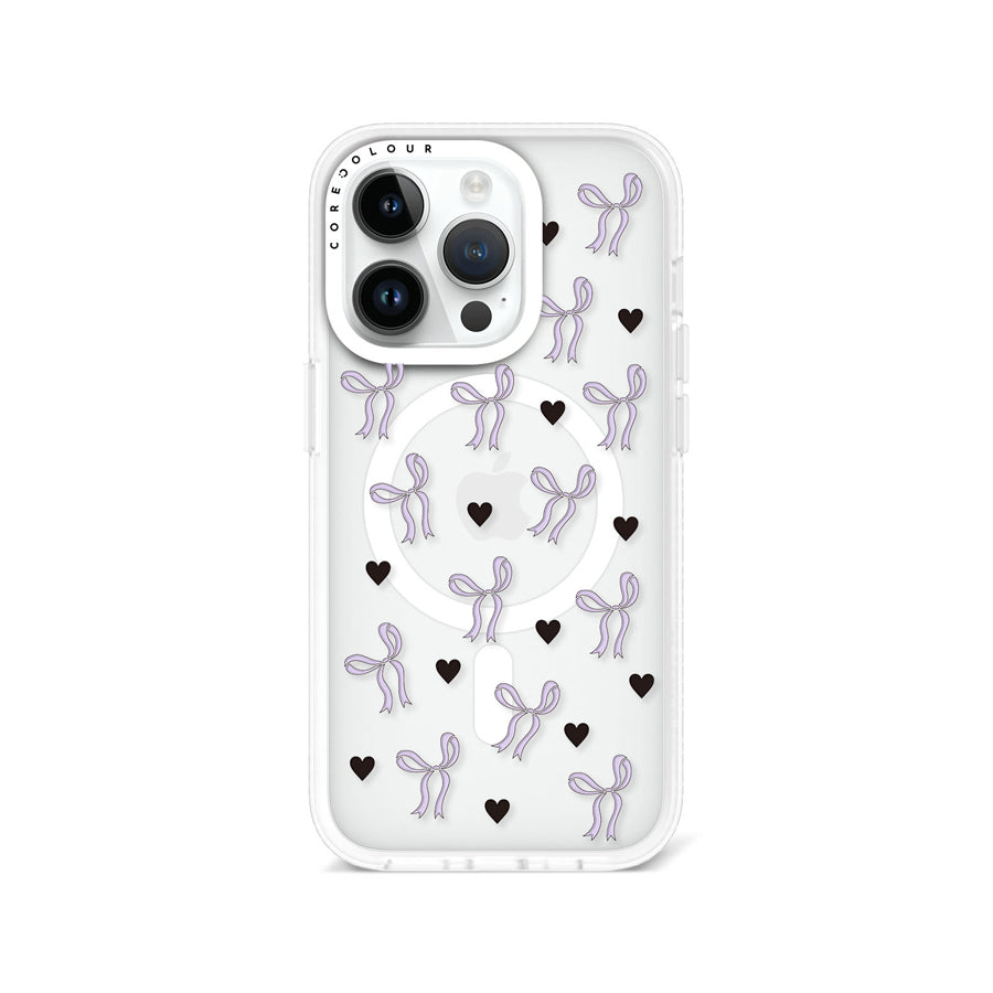 iPhone 14 Pro Purple Ribbon Heart Phone Case MagSafe Compatible - CORECOLOUR