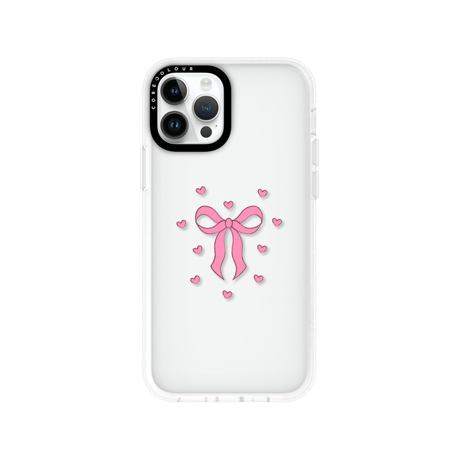 iPhone 12 Pro Pink Ribbon Heart Phone Case - CORECOLOUR