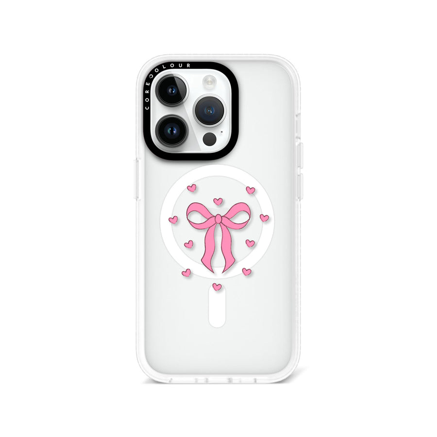 iPhone 14 Pro Pink Ribbon Heart Phone Case MagSafe Compatible - CORECOLOUR