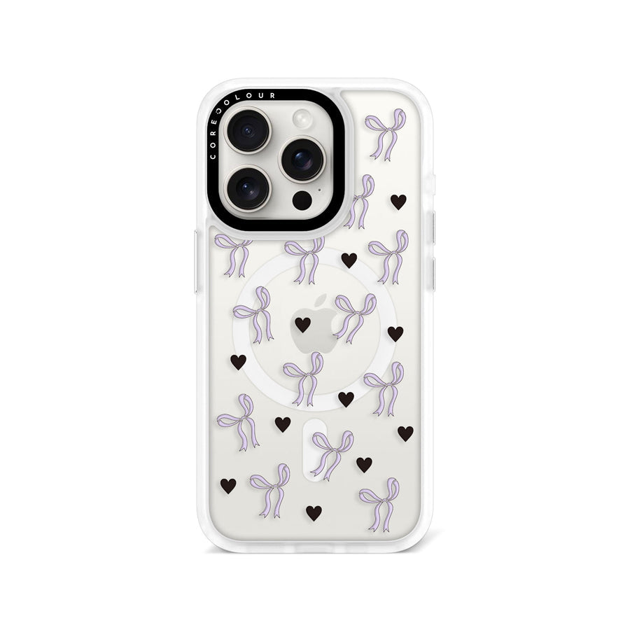 iPhone 15 Pro Purple Ribbon Heart Phone Case MagSafe Compatible - CORECOLOUR