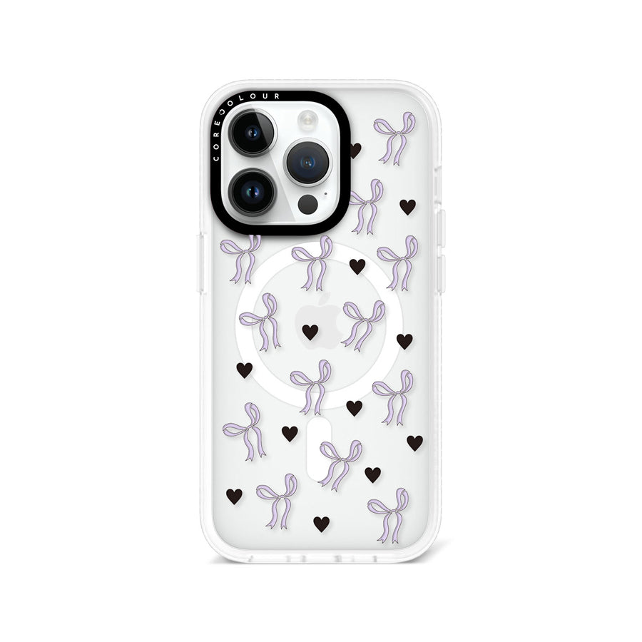 iPhone 14 Pro Purple Ribbon Heart Phone Case MagSafe Compatible - CORECOLOUR