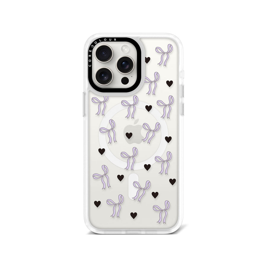 iPhone 15 Pro Max Purple Ribbon Heart Phone Case MagSafe Compatible - CORECOLOUR