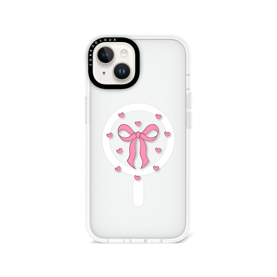 iPhone 15 Pink Ribbon Heart Phone Case MagSafe Compatible - CORECOLOUR