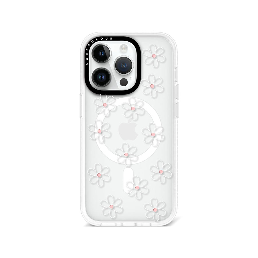 iPhone 14 Pro White Flower Minimal Line Phone Case MagSafe Compatible - CORECOLOUR