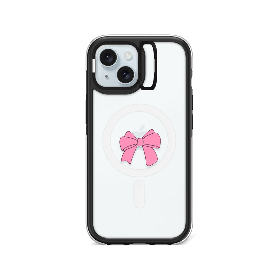iPhone 15 Pink Ribbon Bow Ring Kickstand Case MagSafe Compatible - CORECOLOUR