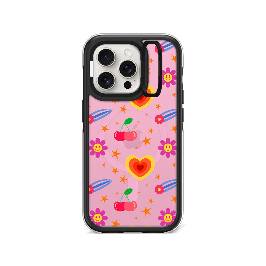 iPhone 15 Pro Happy Vibes Ring Kickstand Case MagSafe Compatible - CORECOLOUR