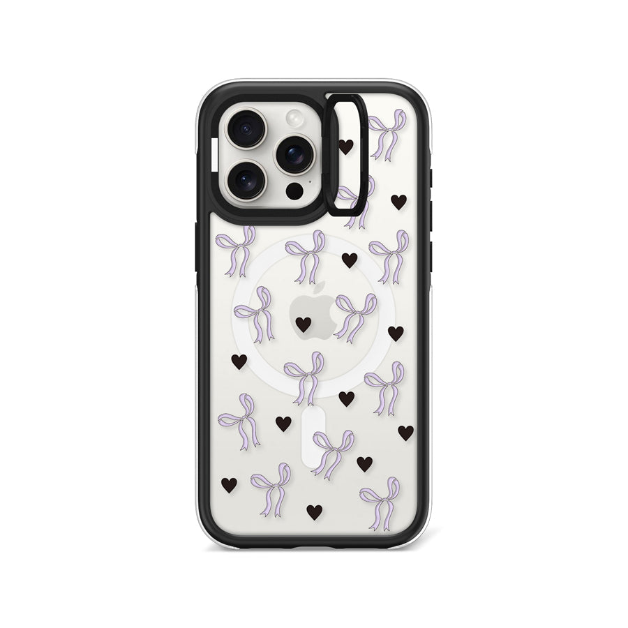 iPhone 15 Pro Max Purple Ribbon Heart Ring Kickstand Case MagSafe Compatible - CORECOLOUR