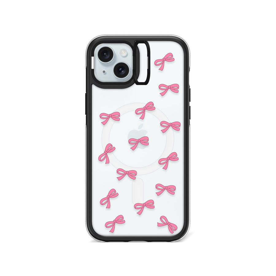 iPhone 15 Plus Pink Ribbon Mini Ring Kickstand Case MagSafe Compatible - CORECOLOUR