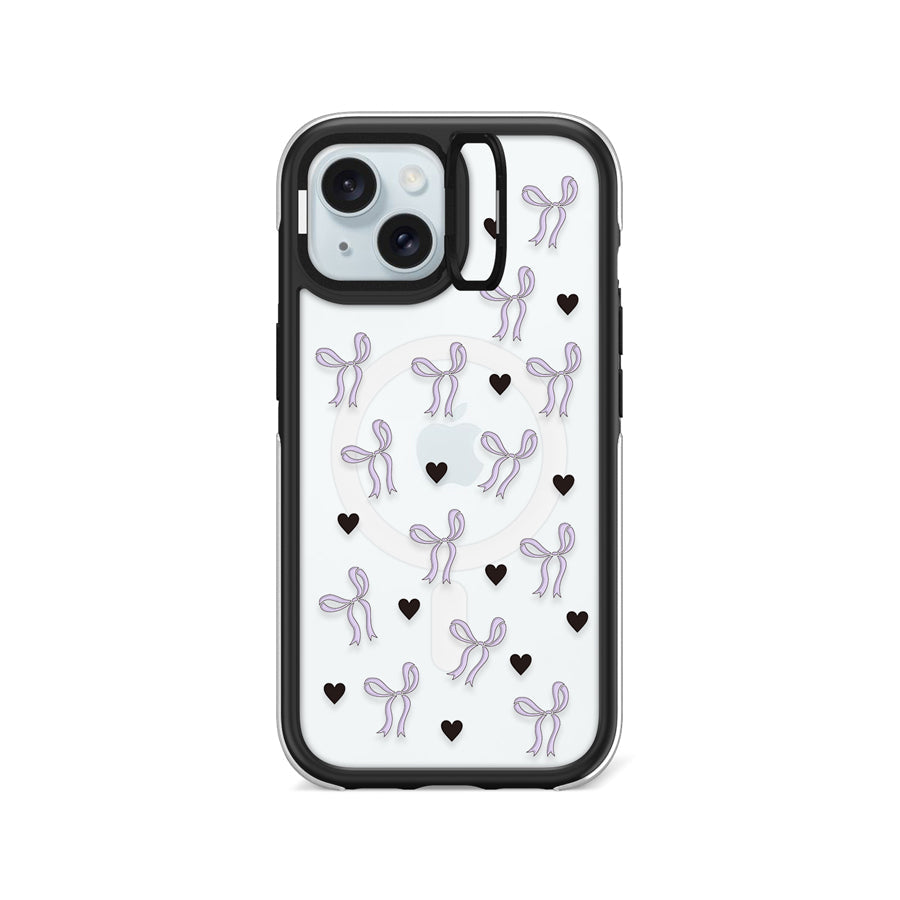 iPhone 15 Purple Ribbon Heart Ring Kickstand Case MagSafe Compatible - CORECOLOUR
