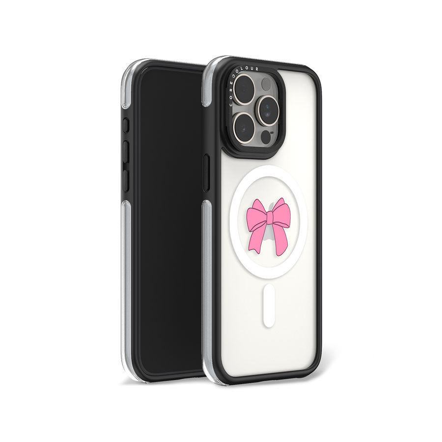 iPhone 15 Pro Pink Ribbon Bow Camera Ring Kickstand Case - CORECOLOUR