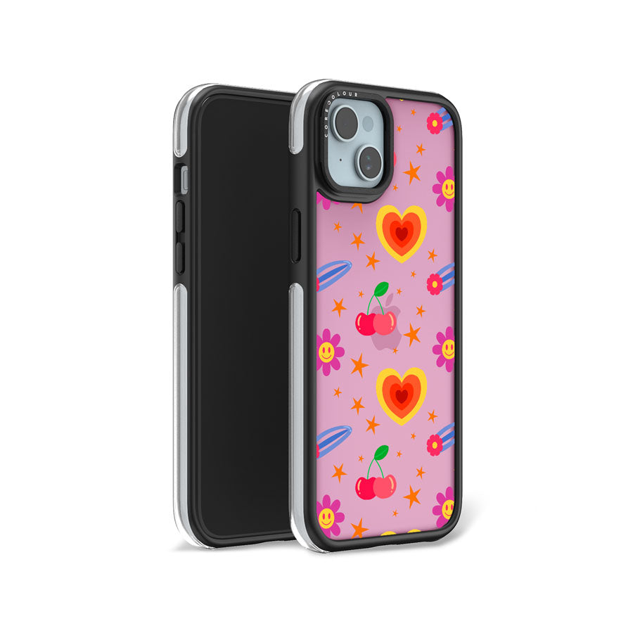 iPhone 15 Happy Vibes Camera Ring Kickstand Case - CORECOLOUR