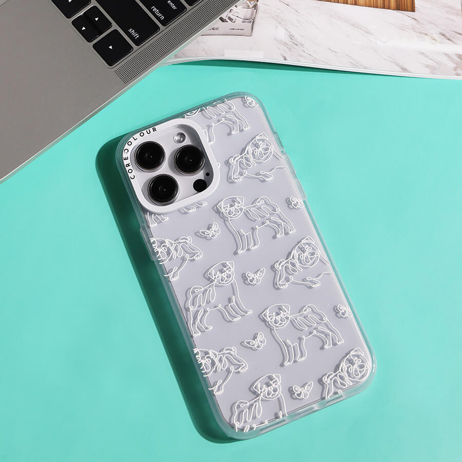 iPhone 15 Pro Max Pug Minimal Line Phone Case Magsafe Compatible - CORECOLOUR