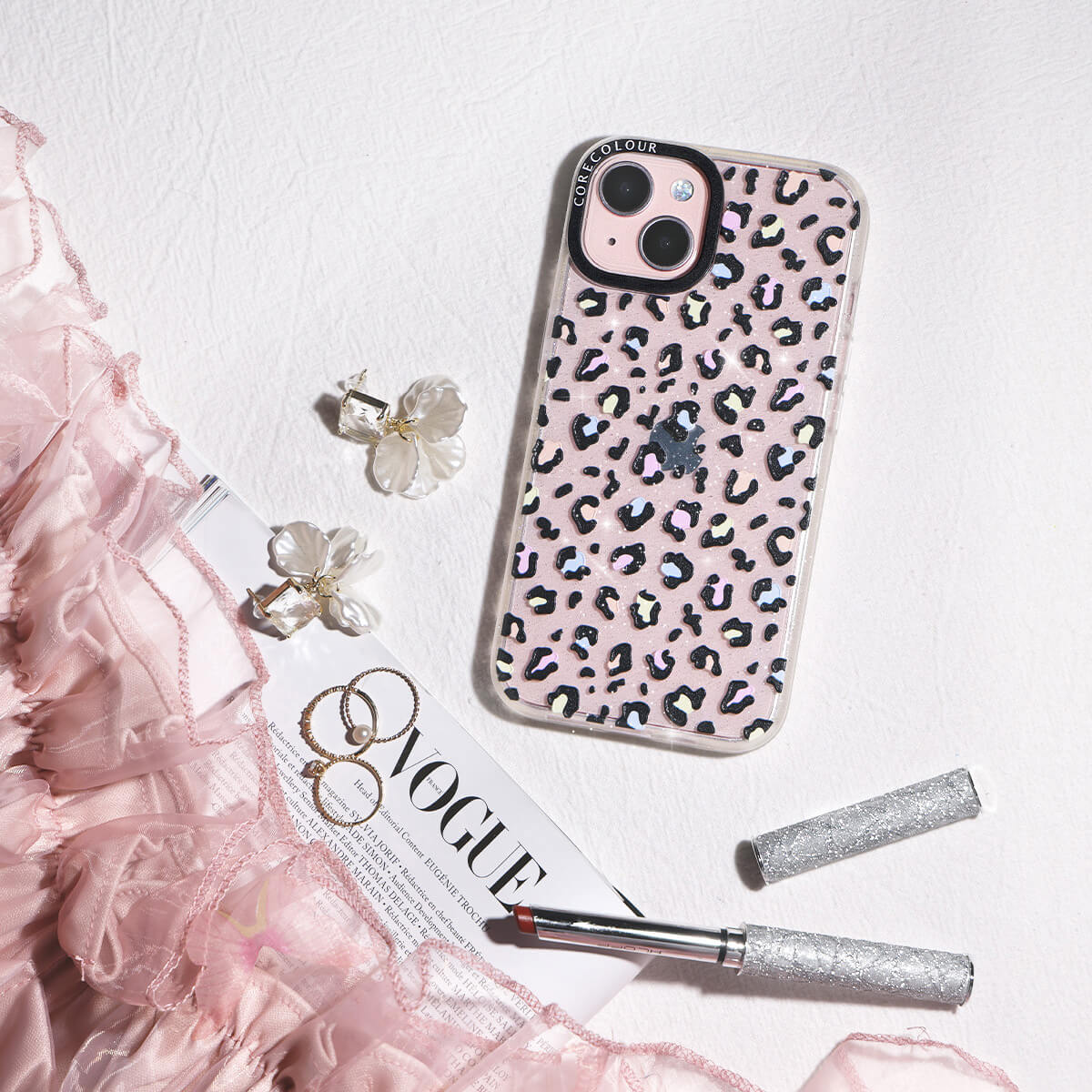 iPhone 15 Colourful Leopard Glitter Phone Case Magsafe Compatible - CORECOLOUR