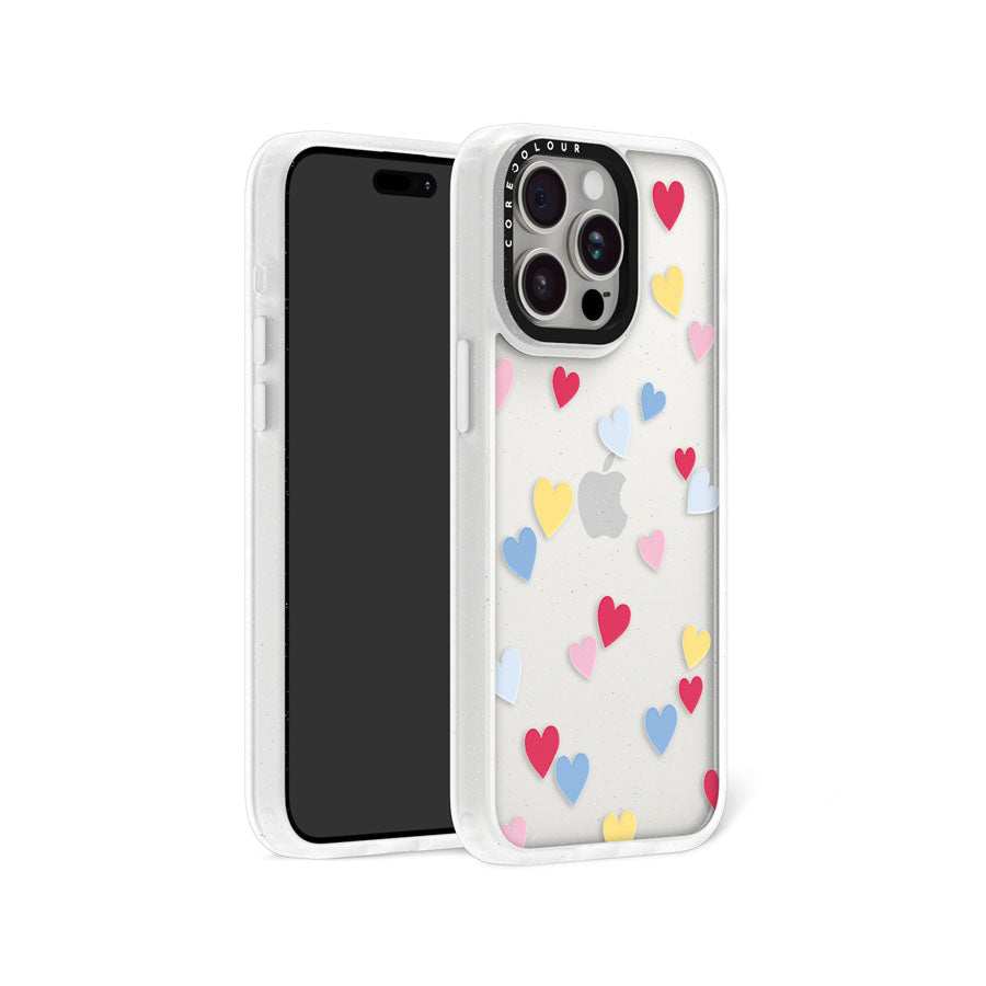 iPhone 15 Pro Max Flying Hearts Glitter Phone Case Magsafe Compatible - CORECOLOUR