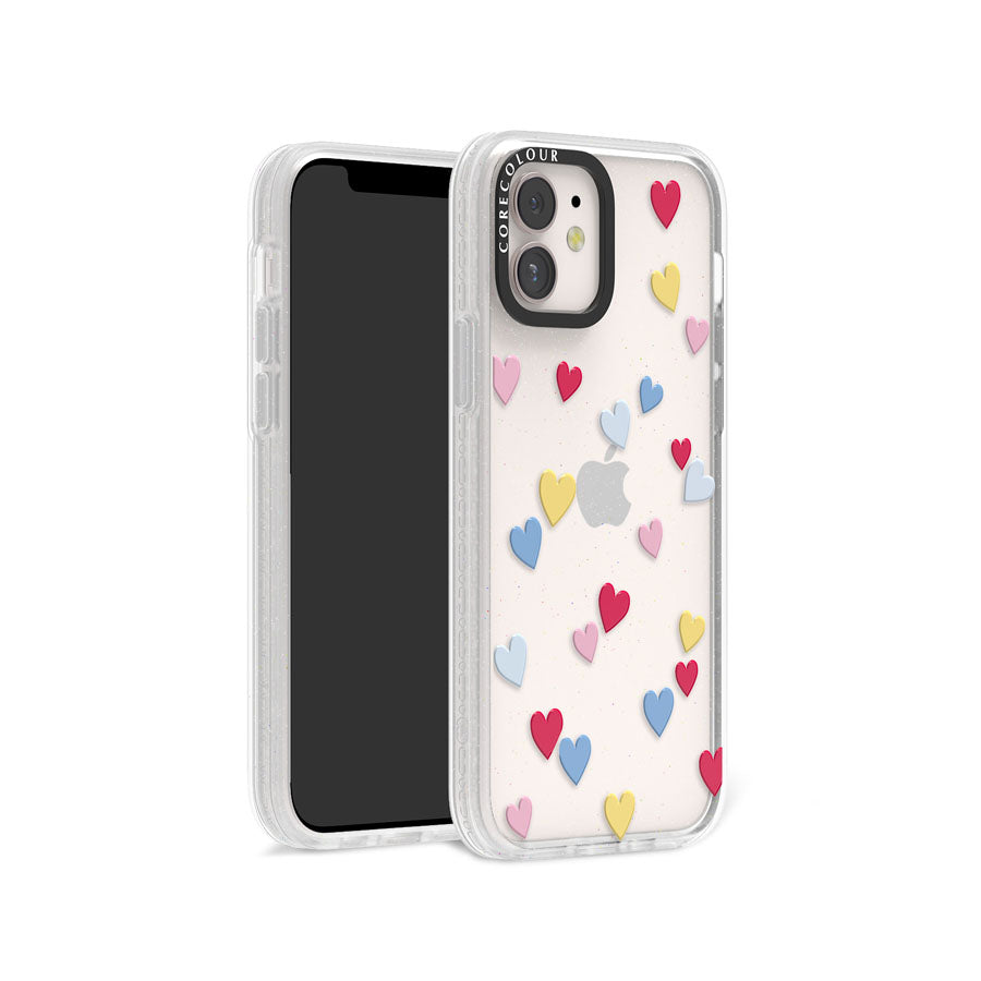 iPhone 12 Flying Hearts Glitter Phone Case Magsafe Compatible - CORECOLOUR