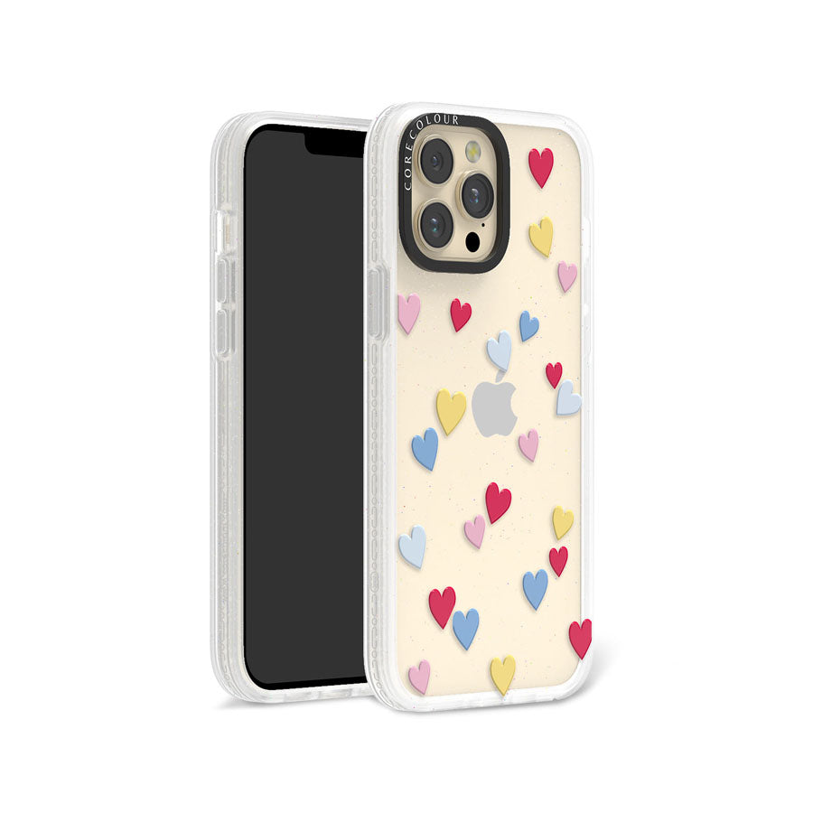 iPhone 13 Pro Max Flying Hearts Glitter Phone Case Magsafe Compatible - CORECOLOUR