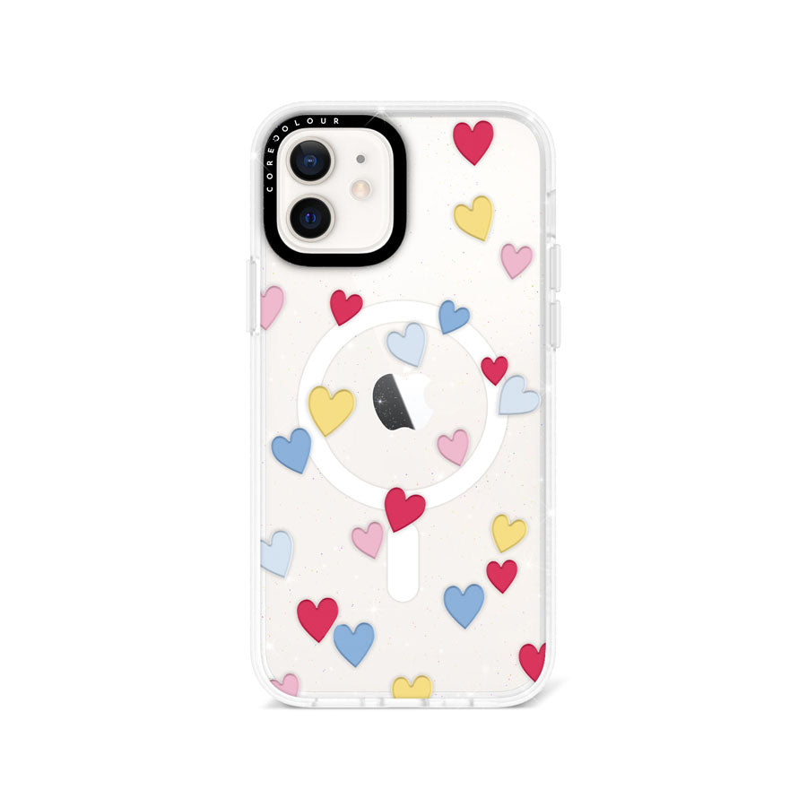 iPhone 12 Flying Hearts Glitter Phone Case Magsafe Compatible - CORECOLOUR