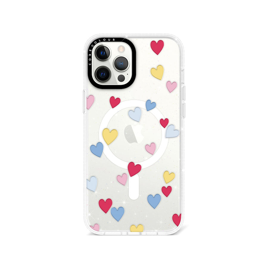iPhone 12 Pro Max Flying Hearts Glitter Phone Case Magsafe Compatible - CORECOLOUR