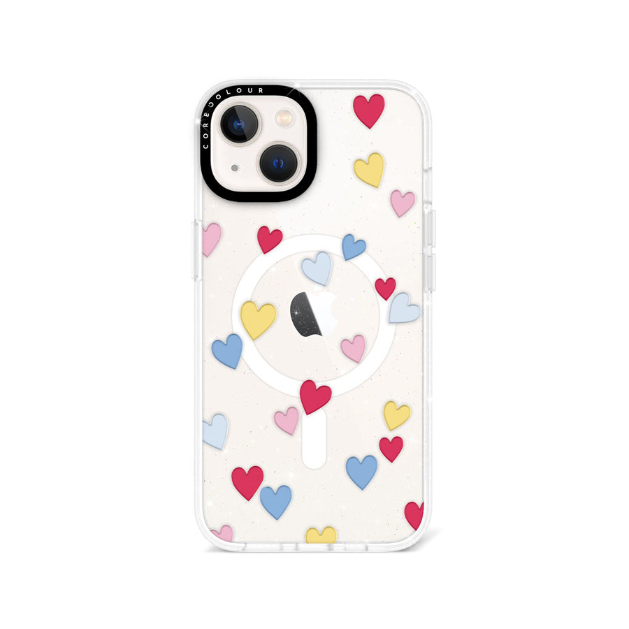 iPhone 14 Flying Hearts Glitter Phone Case Magsafe Compatible - CORECOLOUR