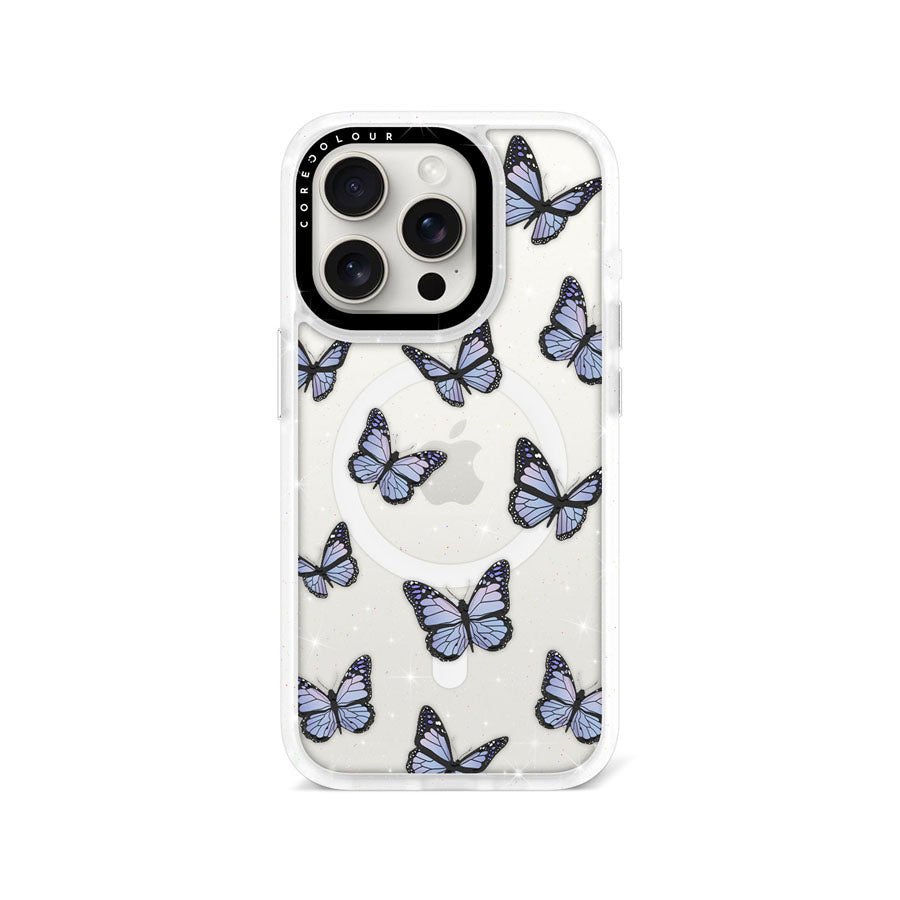 iPhone 15 Pro Butterfly Kiss Glitter Phone Case Magsafe Compatible - CORECOLOUR