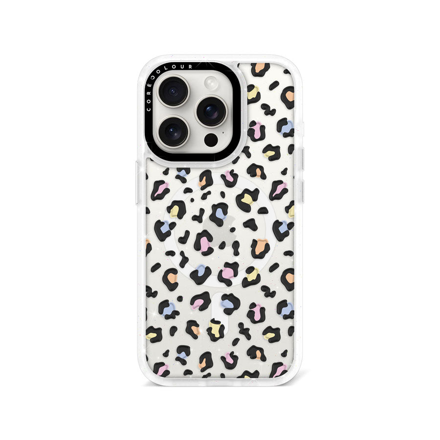 iPhone 15 Pro Colourful Leopard Glitter Phone Case Magsafe Compatible - CORECOLOUR