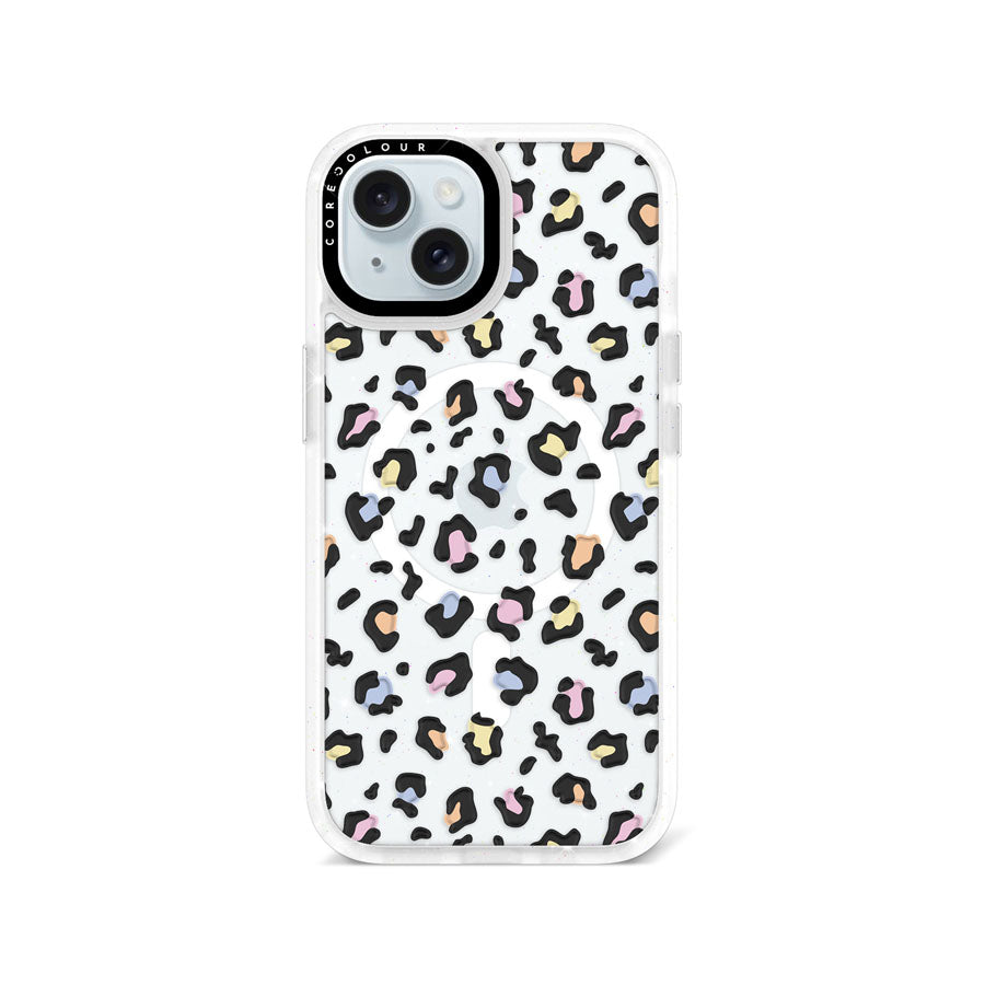 iPhone 15 Colourful Leopard Glitter Phone Case Magsafe Compatible - CORECOLOUR