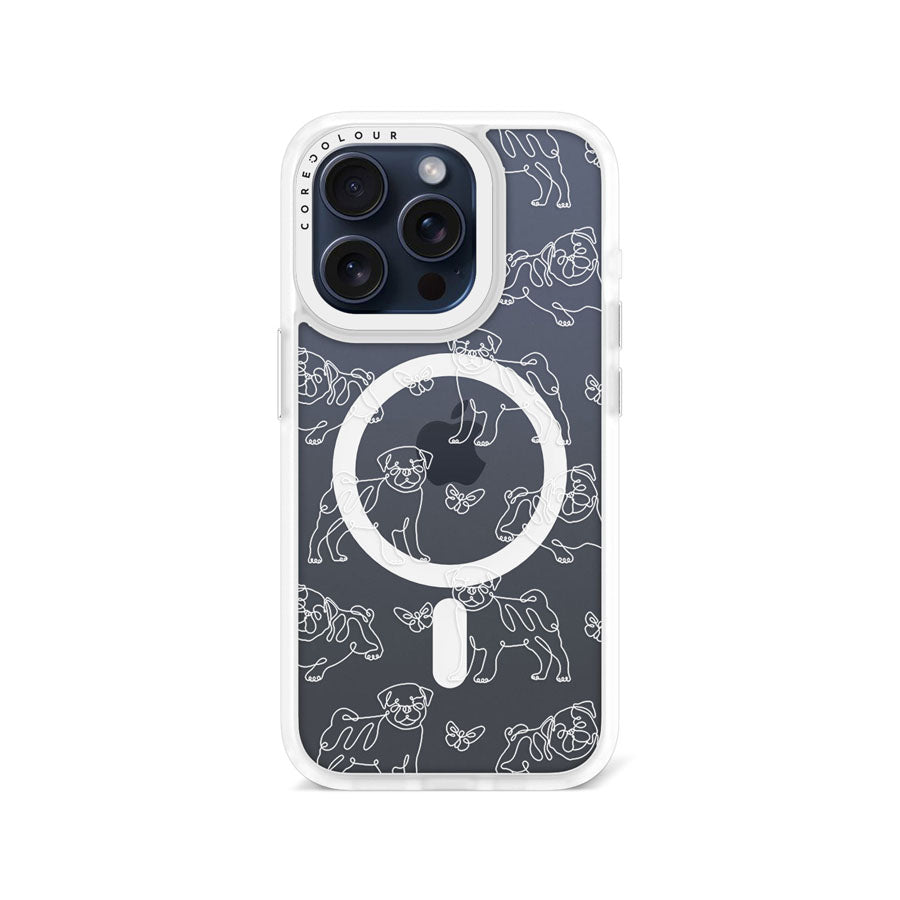 iPhone 15 Pro Pug Minimal Line Phone Case Magsafe Compatible - CORECOLOUR