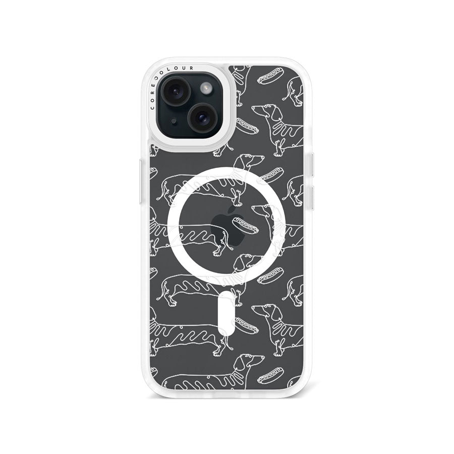 iPhone 15 Sausage Dog Minimal Line Phone Case MagSafe Compatible - CORECOLOUR