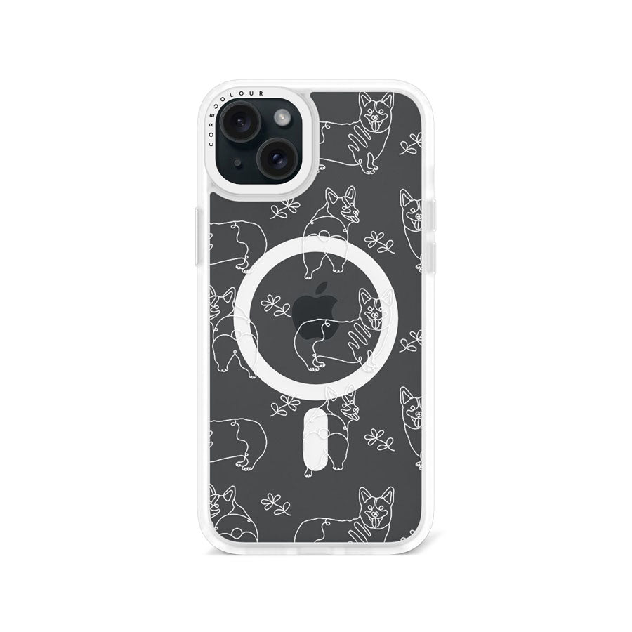 iPhone 15 Plus Corgi Minimal Line Phone Case Magsafe Compatible - CORECOLOUR