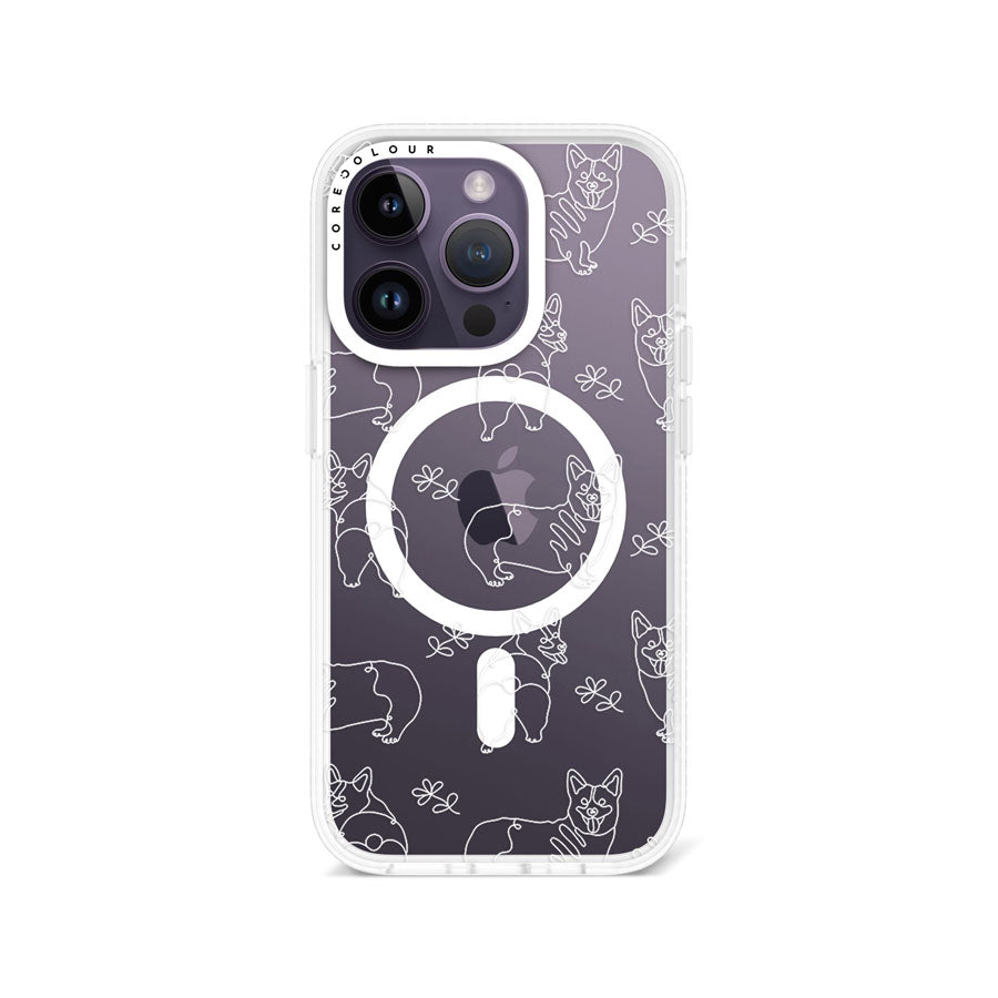 iPhone 14 Pro Corgi Minimal Line Phone Case Magsafe Compatible - CORECOLOUR