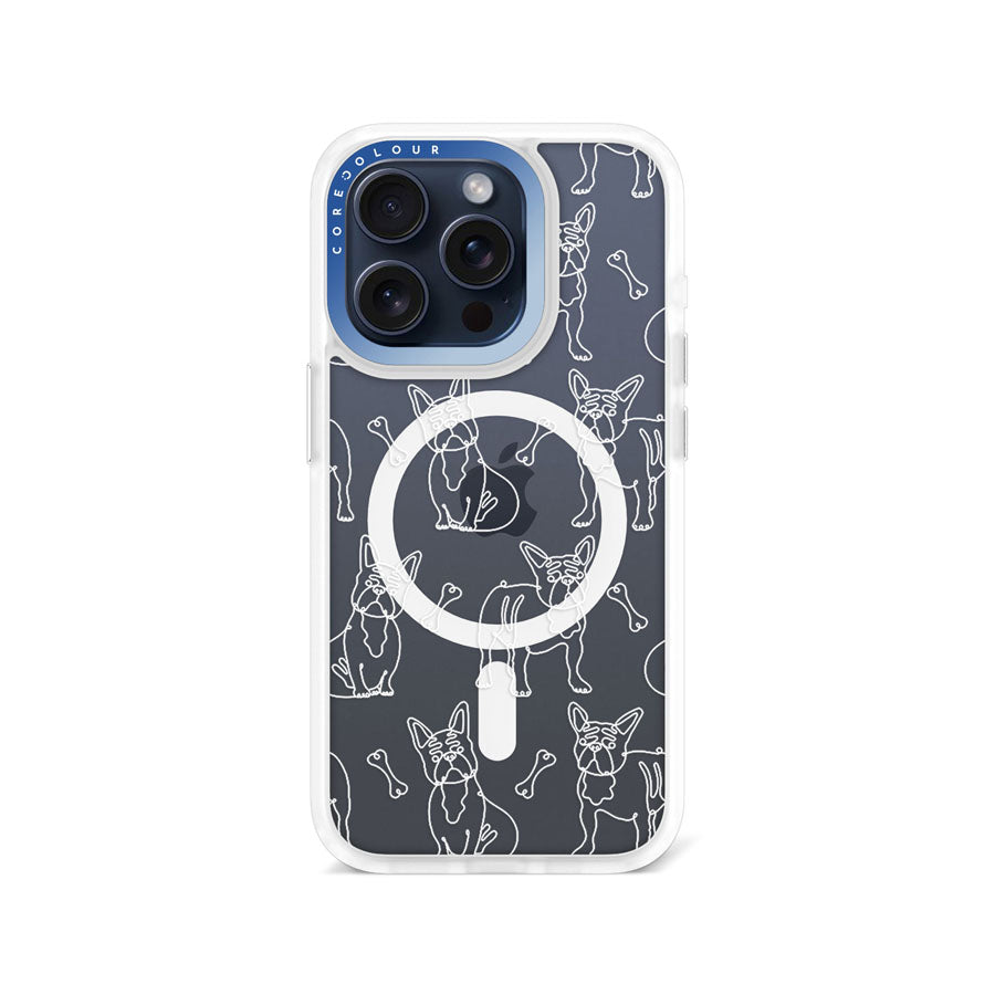 iPhone 15 Pro French Bulldog Minimal Line Phone Case Magsafe Compatible - CORECOLOUR