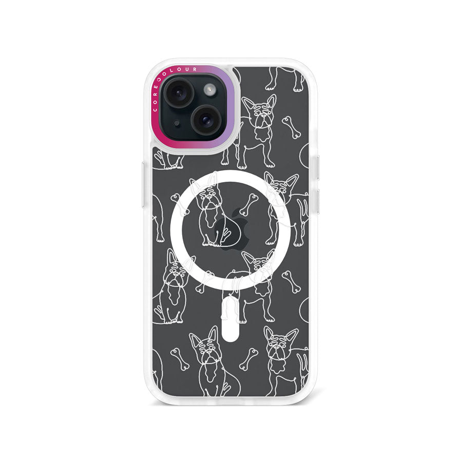iPhone 15 French Bulldog Minimal Line Phone Case Magsafe Compatible - CORECOLOUR