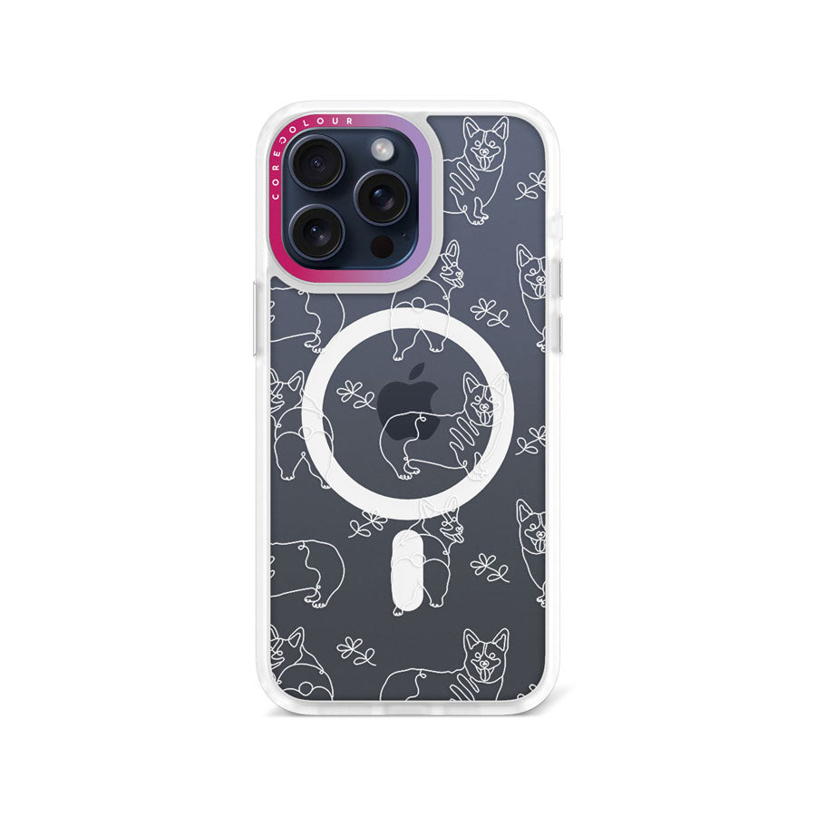 iPhone 15 Pro Max Corgi Minimal Line Phone Case Magsafe Compatible - CORECOLOUR